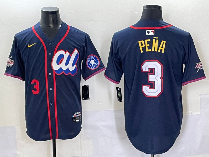 Men 2025 Houston Astros #3 Pena Drak Blue All star Nike MLB Jersey style 3